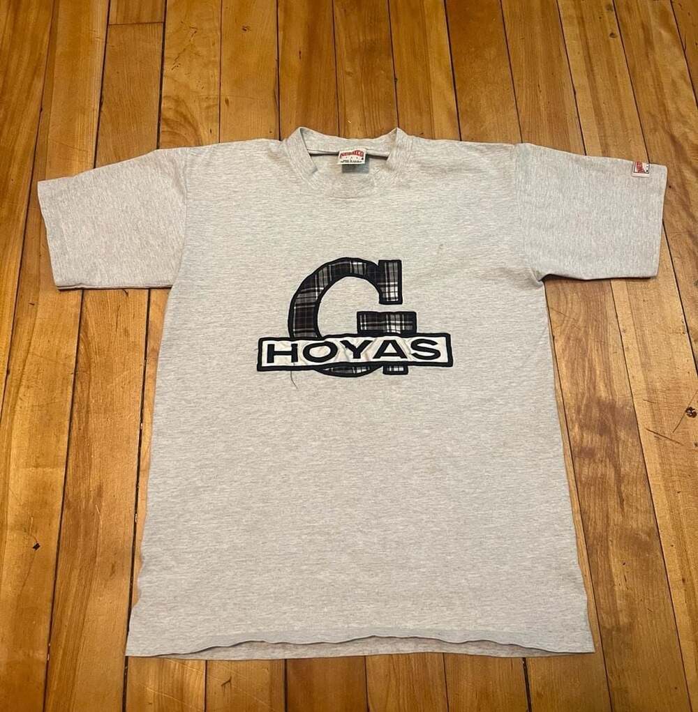 Vintage 90s Nutmeg Mills Georgetown Hoyas Plaid Logo T-Shirt